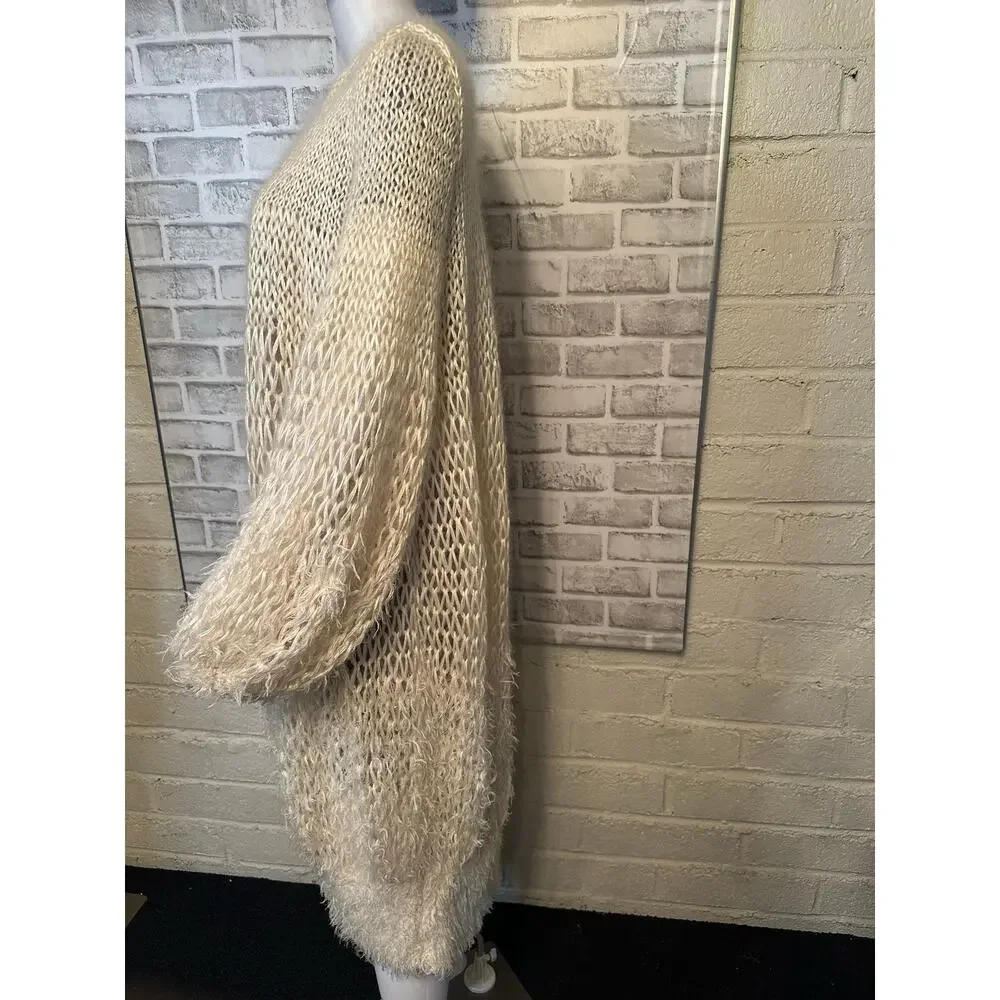 rare The Row Frayed Knit Duster Cardigan XS Cream Silk Cashmere Mohair Authentic